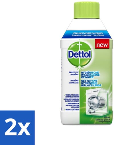 2 x Dettol - Wasmachine Reiniger - Eenmalig Gebruik - 250 ml - Wasmachine Reiniger - Wasmachine Reinigen - Wasmachine Hygiëne - Wasmachine Reinigingsmiddel - Wasmachine Geurverwijdering