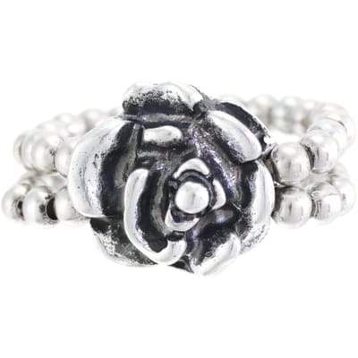 Behave - Ring - Elastische Vintage Zilverkleurige Ring met Roos – Tijdloos & Elegant | Nikkelvrij
