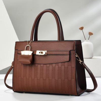 Nouveau Sac à Main Tendance à Carreaux avec Coutures en Relief Grande Capacité Sac à Bandoulière Design Tendance Pour Envoyer Mère Sac Féminin . black