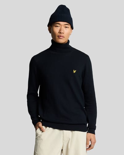 Lyle & Scott katoenen merino coltrui - marineblauw