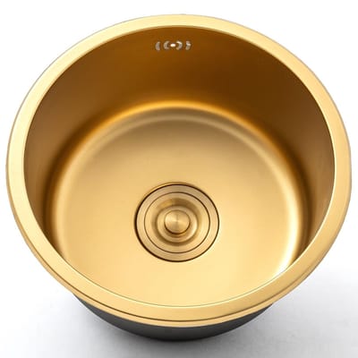 Dailygoods- Spoelbak Goud - Roestvrij Stalen Keukenbar - Enkele Wastafel - Multifunctionele Werkplekbak - 40 x 40 cm - Geluidsabsorberend - Keukenwastafel
