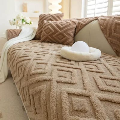 Jacquard Pluche Bankhoes Effen Kleur Antislip Bankkussen Handdoek Warm Winter Verdikken Bankhoezen voor Woonkamer L-vormig 1PC 45x45 pillowcase