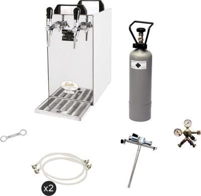 Complete set - Biertap - Kontakt 40 2-kraans droogkoeler, 50 liter/u - Beertender, Thuistap, Bierkoeler - met 5 Liter Adapter