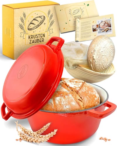 Gietijzeren pan - Broodbakvorm - Brood bakken - Met gaarmand - 26 cm - Bruin
