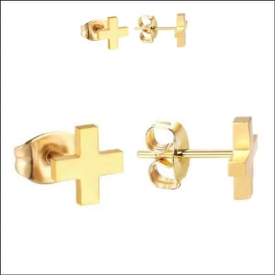 Aramat Jewels | Oorbellen | RVS kruisjes oorbellen | Goudkleurig / 7mm | | | Staal | Kinderen, Volwassenen | Verkleurd niet