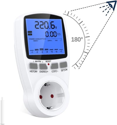 Stroomverbruiksmonitor - Energie meter - Kosten besparen - Dubbele tarief instelling - 81 x 156 cm - Wit