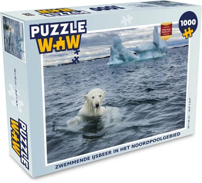 Puzzel Zwemmende ijsbeer in het noordpoolgebied - Legpuzzel - Puzzel 1000 stukjes volwassenen
