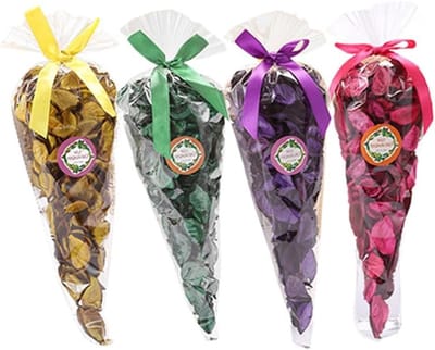 4 Stuks Potpourri Zakjes met Rozen-, Jasmijn-, Lavendel- en Citroengeur - Natuurlijke Geurzakjes voor Thuis, Luchtverfrisser met Gedroogde Bloemen en Plantengeur, 170 g