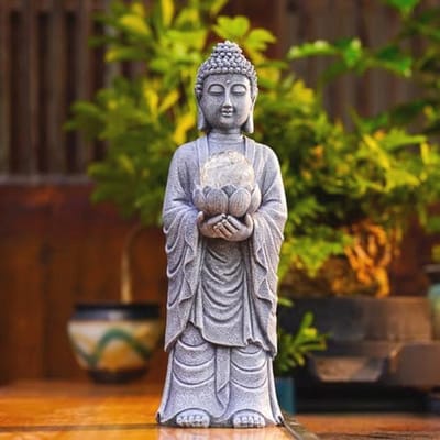 Omgoods - Grote Boeddha Beeld met LED voor Spirituele Decoratie