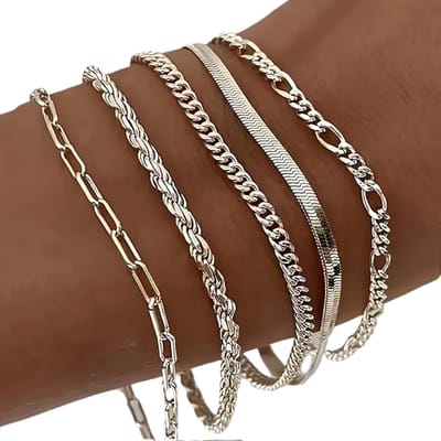 Livano Armband - Staal - Nep Zilver - Dames - 5 St - Zilver