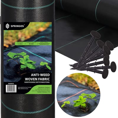 Springos Worteldoek - Anti -Onkruid - Beschermfolie - 90g - 1,6X50M - Zwart