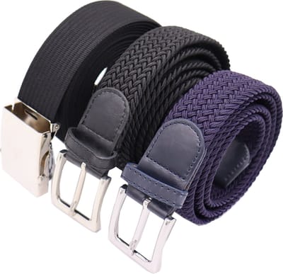 SK Elastische Riem - Stretch- Gevlochten - Koppelriem - 3 Stuks - 110 Cm.