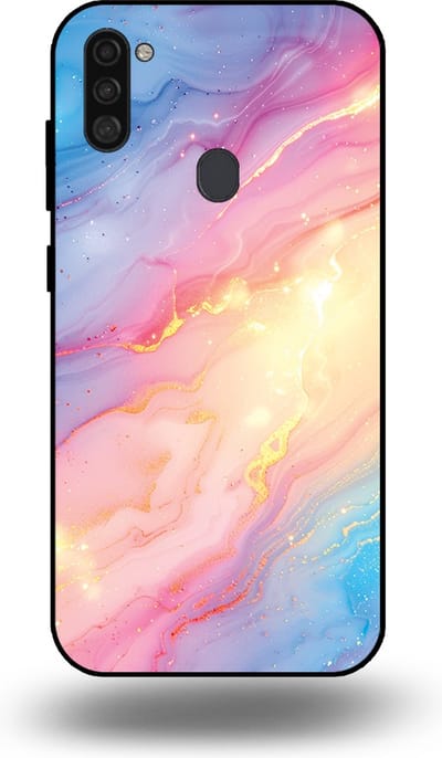 Smartphonica Telefoonhoesje Geschikt voor Samsung Galaxy A11 met Regenboog Glitter Marmer Opdruk - TPU Backcover Case Rainbow Glitter Marble Design geschikt voor Samsung Galaxy A11