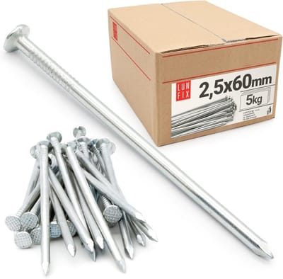 Stalen Spijkers - Bouwspijkers Draadpennen - Bouwwerkzaamheden Timmerwerk - Verzinkte Corrosiebestendige Afwerking - 25 x 60 mm - Zilver