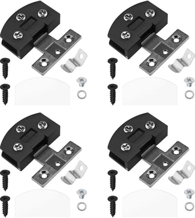 Cosensi- Glazen Scharnieren 4x - Zinklegering - Mat Zwart - Geschikt voor 3-6mm Glas - Gladde Randen - Elegant Geborsteld Oppervlak - Glasdeurscharnier