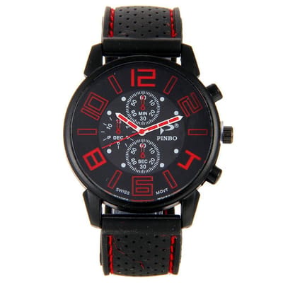 Fako® - Herenhorloge - Pinbo - GT Deluxe - Rood