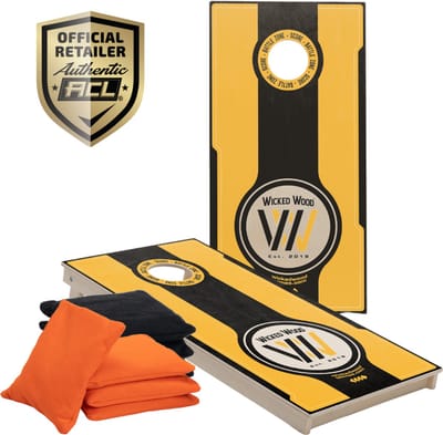 Wicked Wood Games – Cornhole Set “Battle Zone” – 120x60 cm – Inclusief 2 Boards en 8 Zakjes – 100% Hout – Officiële ACL Licentie
