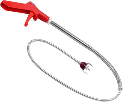 Wc Ontstopper - Afvoerslang Vijzel - Verstopping Verwijderen - Met Grijper - 130 cm - Rood