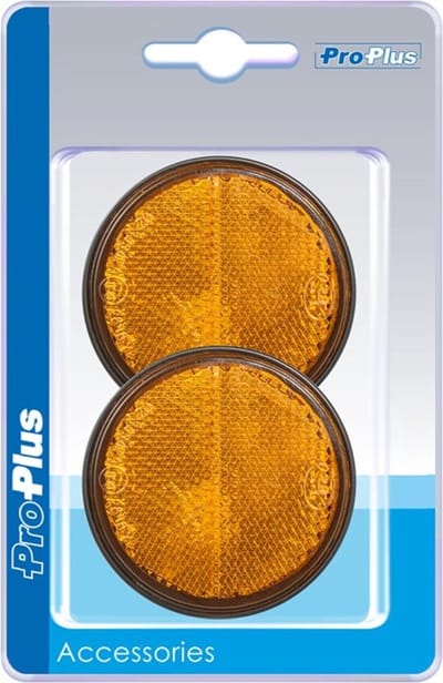 ProPlus Zelfklevende ronde reflector met grondplaat - Ø 55 mm - oranje - 2 stuks