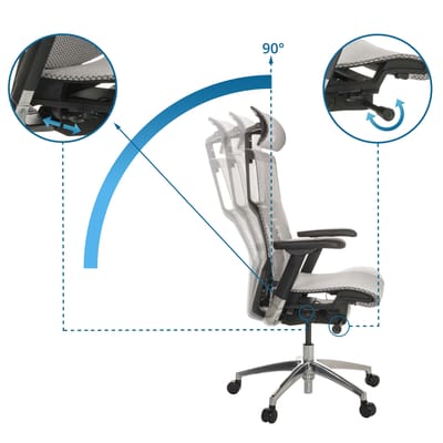 Bureaustoel / Directiestoel POFIT GEN2 Netstof lichtgrijs hjh OFFICE