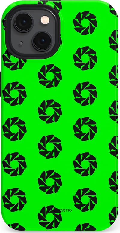 Casetastic hoesje geschikt voor Apple iPhone 13 - MagSafe - Dubbellaagse bescherming - Neon Groene Cirkels - Fashion Case - Groen Zwart