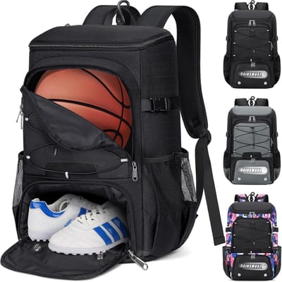 Grote Sporttas 45L met Gescheiden Ballenhouder en Schoenencompartiment - Waterbestendige Rugzak voor Basketbal, Voetbal, Fitness