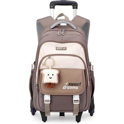 Sac à dos à roulettes pour monter les escaliers pour l'école Primaire Collège sac à dos avec 6 roues sac à dos grande capacité avec de nombreuses poches gray