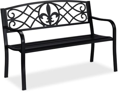 tuinbank - 2 personen - fleur de lis - 127 cm breed - staal - zwart