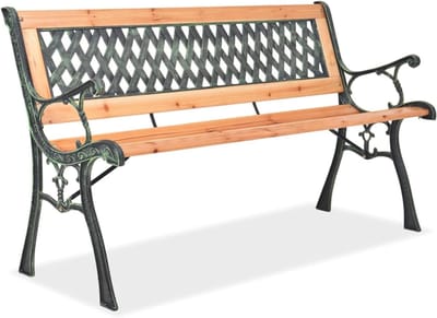 Tuinbank Hout - Zitbank Parkbank - Buiten Zitten - Gedetailleerd Rugpaneel - 122 cm - Houtkleur