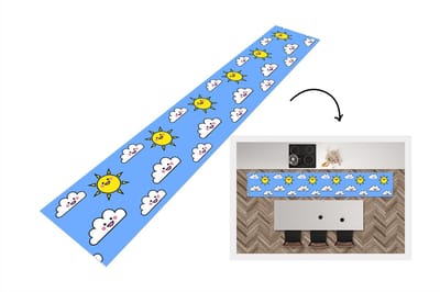 Keukenloper - Loper keuken - Kawaii - Patronen - Zon - Kinderen - 300x50 cm - Keukenloper vinyl
