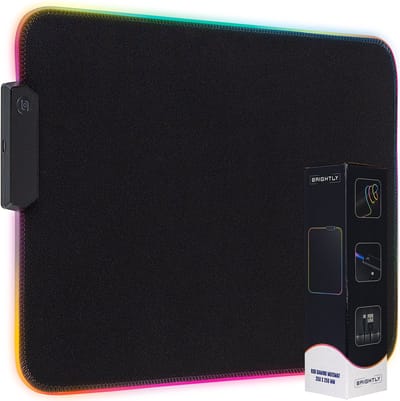 Brightly® RGB Gaming Muismat - RGB LED Verlichting Muismat - USB - Muismat LED - Antislip Muismat - 35 cm x 25 cm - Waterproof - Gaming Muismat - Met Verlichting - Zwart