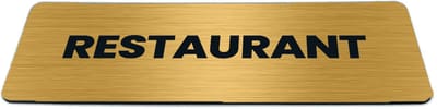 Deurbordje Goud-look met tekst restaurant - Formaat 150 x 50 mm x 1,6 mm - Zelfklevend | Luxe uitstraling | Geborstelde Gouden toplaag | Gratis Verzending | Decoporta