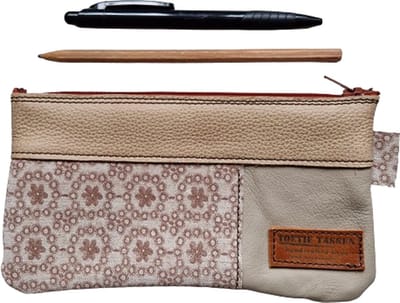 Toetie & Zo - Handgemaakte Etui - Leer - Beige - Bruin - Patchwork - Telefoontas - Makeuptas - Pennenetui - Medicijnhoesje