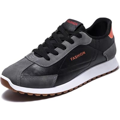 Nieuwe Lente en Herfst Leren Herenschoenen Ademend en Trendy Veelzijdig Lichtgewicht Heren Casual Sneakers Heren Zwart en Wit 44 black