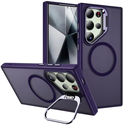Hoesje Geschikt voor Samsung Galaxy S24 Ultra - Compatibel met MagSafe & Qi2 - Back Cover met Standaard - Camera Kickstand - Paars