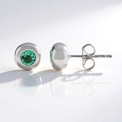 Cavill - Zilveren Oorbellen - 925 Sterling Zilver Platina Gecoat - Colombiaanse Smaragd Rond 0,30 ct - Elegante Dames Oorbellen