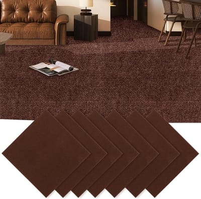 Set van 30 Zelfklevende Tapijttegels 30x30 cm voor Vloerbedekking in Kantoor, Woonkamer en Balkon (Bruin) - Duurzaam, Eenvoudig te Installeren en Comfortabel
