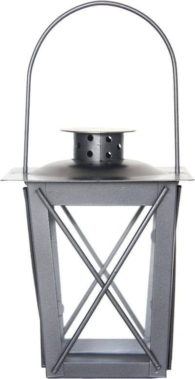 Flancy Flames Windlicht - ijzer - zilverkleurig - 12x16 cm - lantaarn - tuinverlichting