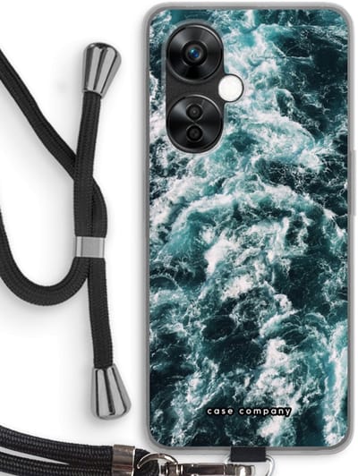 Case Company® - Hoesje met koord geschikt voor OnePlus Nord CE 3 Lite hoesje met Koord - Zee golf - Telefoonhoesje met Zwart Koord - Bescherming aan alle Kanten en Over de Schermrand