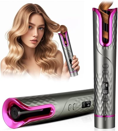 Automatische Haarkrultang - Draadloze Krultang - Mooie Krullen Maken - Keramische Coating - 25.7 cm - Grijs