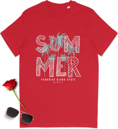 Summer t shirt - Zomer tshirt - Zomer met Summer print heren - Zomer t-shirt dames met opdruk - Zomer shirt vrouwen en mannen - Unisex maten: S M L XL XXL XXXL - tshirt kleuren: zwart, anthracite, geel en rood.
