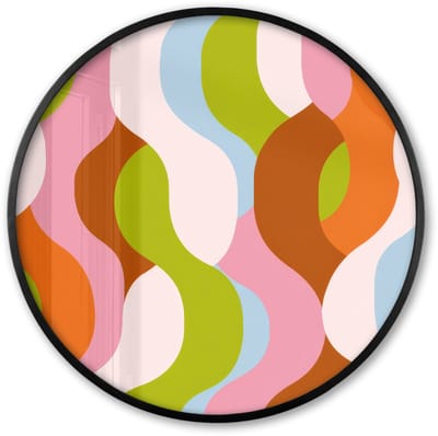 Poster in lijst Rond - Fotolijst 60x60 cm - Posters - Abstract - Vormen - Roze - Ronde posterlijst zwart - Decoratie - Wanddecoratie woonkamer - Muurdecoratie slaapkamer