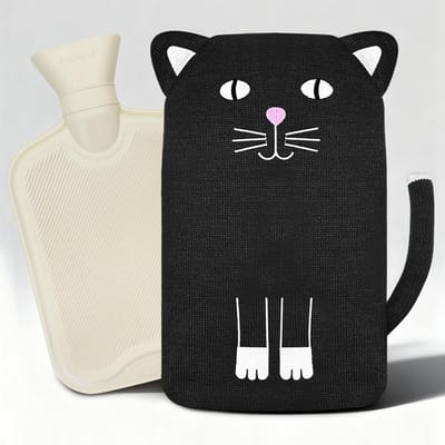 Afneembare warmwaterkruik met zachte overtrek, 1 liter, ideaal voor pijnverlichting en ontspanning, perfect als cadeau voor vrouwen en geschikt voor kinderen en volwassenen