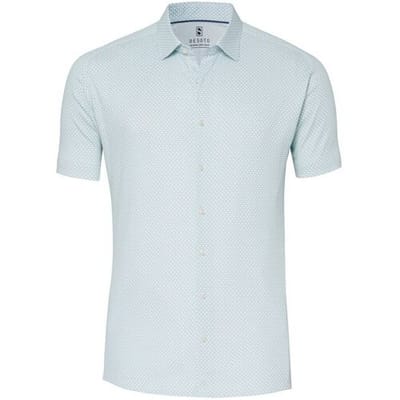 Desoto Overhemd Abstract Mini Cubes Pattern Short Sleeve Turquoise / male