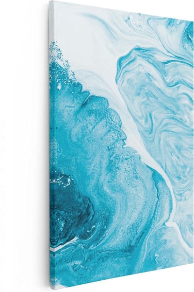 Artaza Canvas Schilderij Marmer Abstract - 20x30 cm - Klein - Wanddecoratie Blauw - Muurdecoratie Abstracte Kunst - Kamer Accessoires