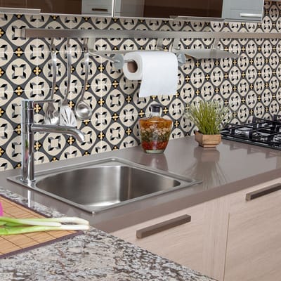 Zelfklevende tegelmuurstickers voor keuken en badkamer - 9 Ninorio Azulejos cementtegelstickers - 9 stickers 10x10cm