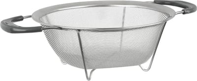 Secret de Gourmet Keuken vergiet/zeef - RVS - met pootjes en handvatten - 22,5 x 9 cm - afgieten