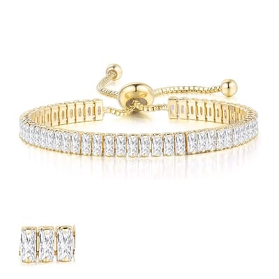 WiseGoods Premium Dames Tennis Armband - Sieraden Cadeau - Armbanden Vrouw - Armbandje - Armbandjes Verstelbaar Tot 26CM - Goud
