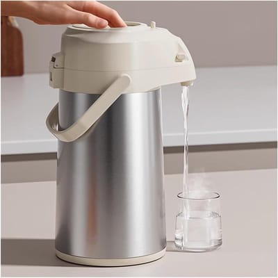 Thermoskan Koffiepompfles - Airpot Dispenser - Dranken Warm Houden - Lange Isolatie - 3 Liter - Zilver