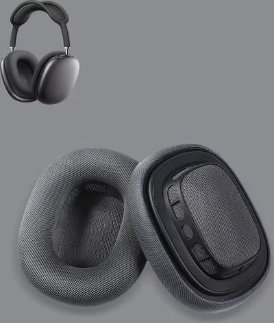 BukkitBow - Oorkussen Set Geschikt voor Apple Airpods Max – Vervangende Koptelefoon Oorkussens / Ear Pads - Memory Foam - Donker Grijs